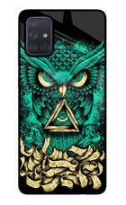 Green Owl Samsung A71 Glass Case