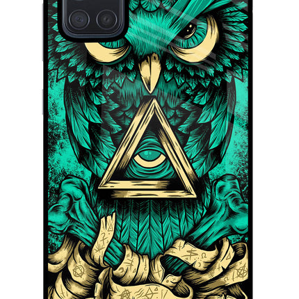 Green Owl Samsung A71 Glass Case