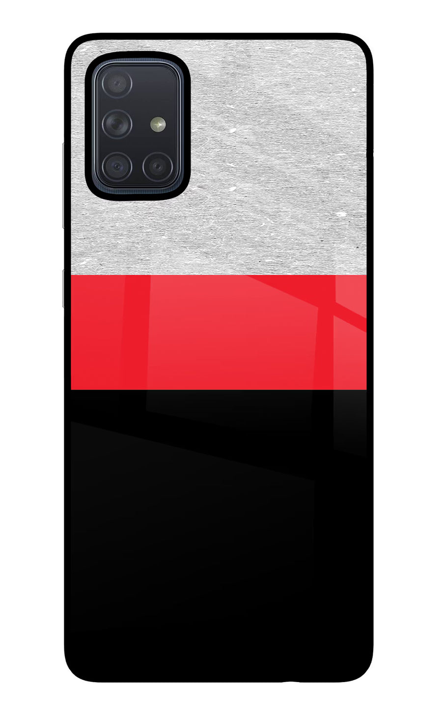 Tri Color Pattern Samsung A71 Back Cover, Glass case