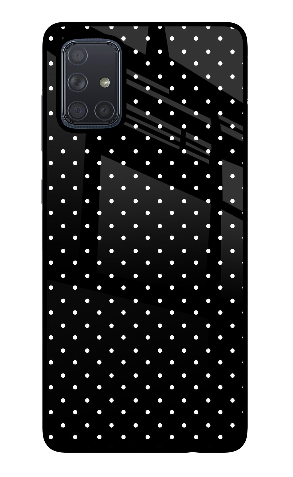 White Dots Samsung A71 Glass Case