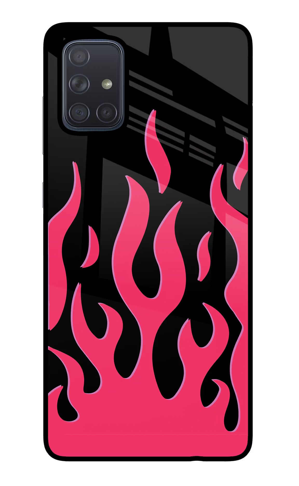 Fire Flames Samsung A71 Glass Case Back Cover by Casekaro