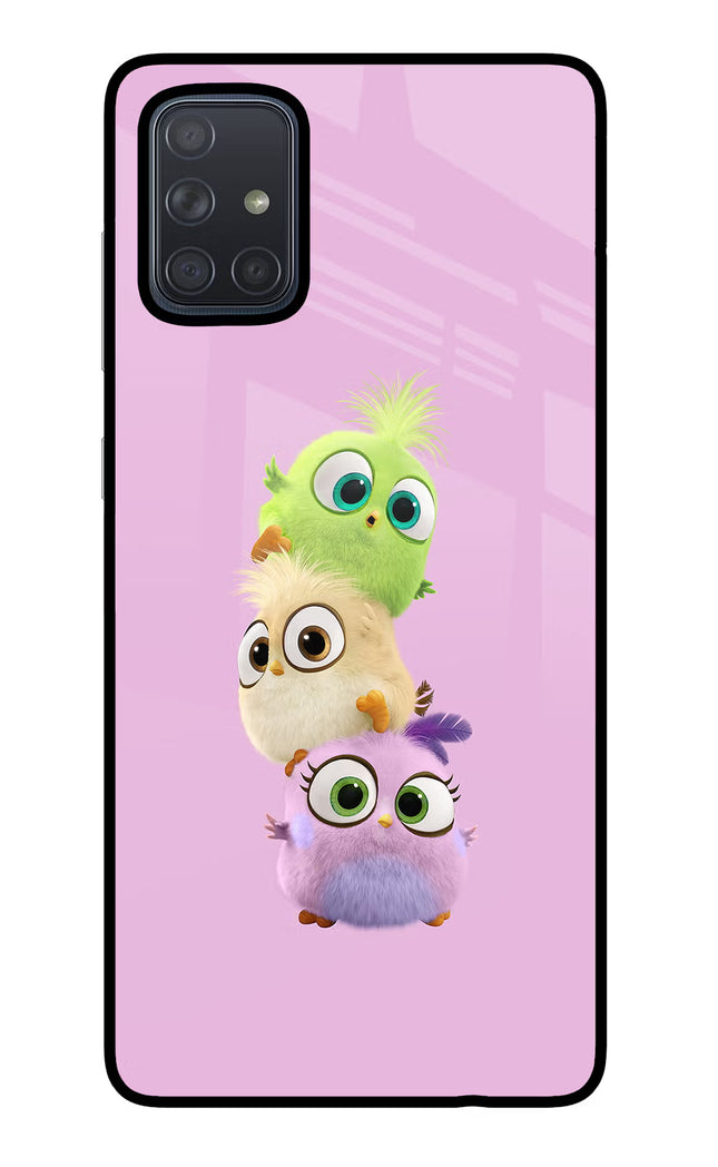 Cute Little Birds Samsung A71 Glass Case Back Cover by Casekaro