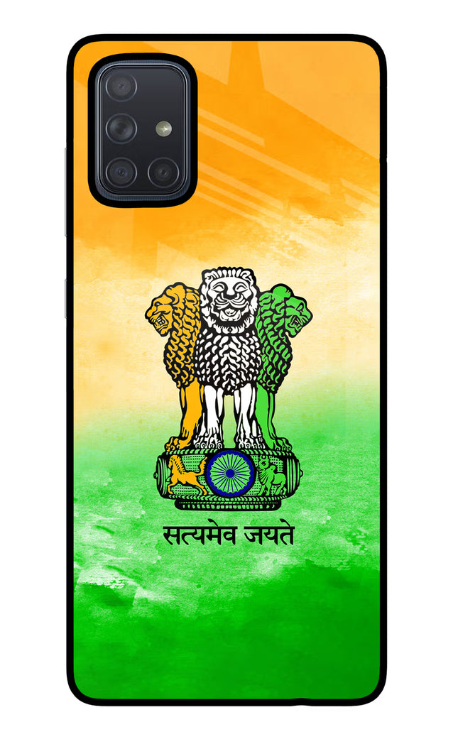 Satyamev Jayate Flag Samsung A71 Glass Case Back Cover by Casekaro