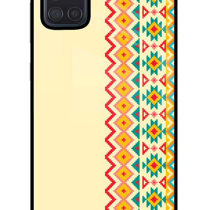 Ethnic Seamless Samsung A71 Glass Case Back Cover by Casekaro