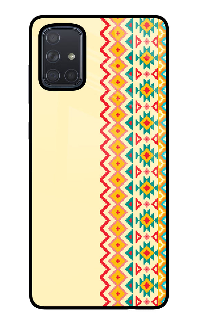 Ethnic Seamless Samsung A71 Glass Case Back Cover by Casekaro