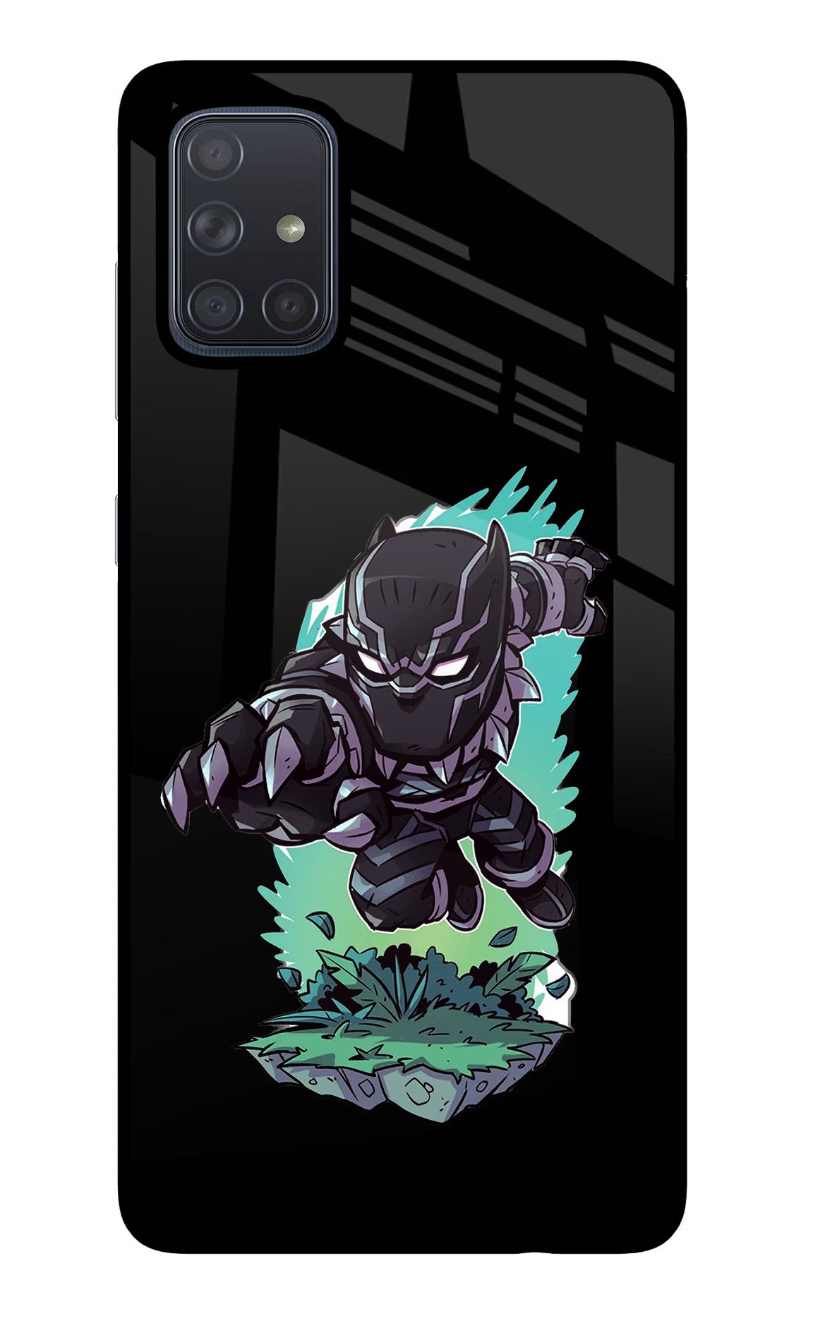 Black Panther Samsung A71 Glass Case Back Cover by Casekaro