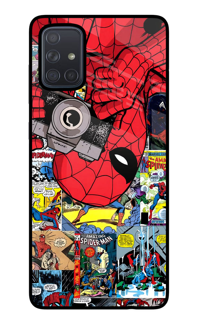 Spider Man Samsung A71 Glass Case Back Cover by Casekaro