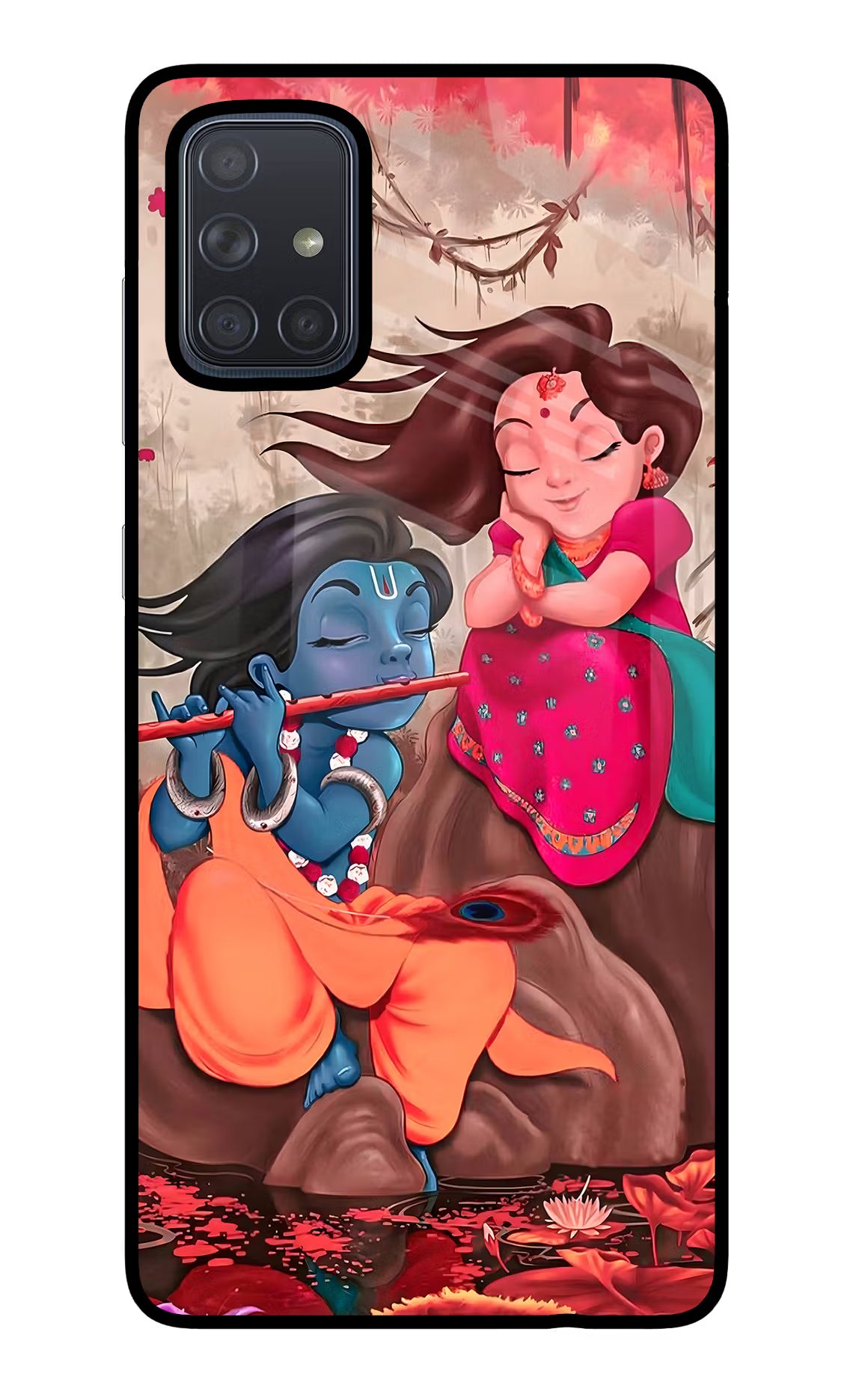 Radhe Krishna Samsung A71 Glass Case Back Cover by Casekaro