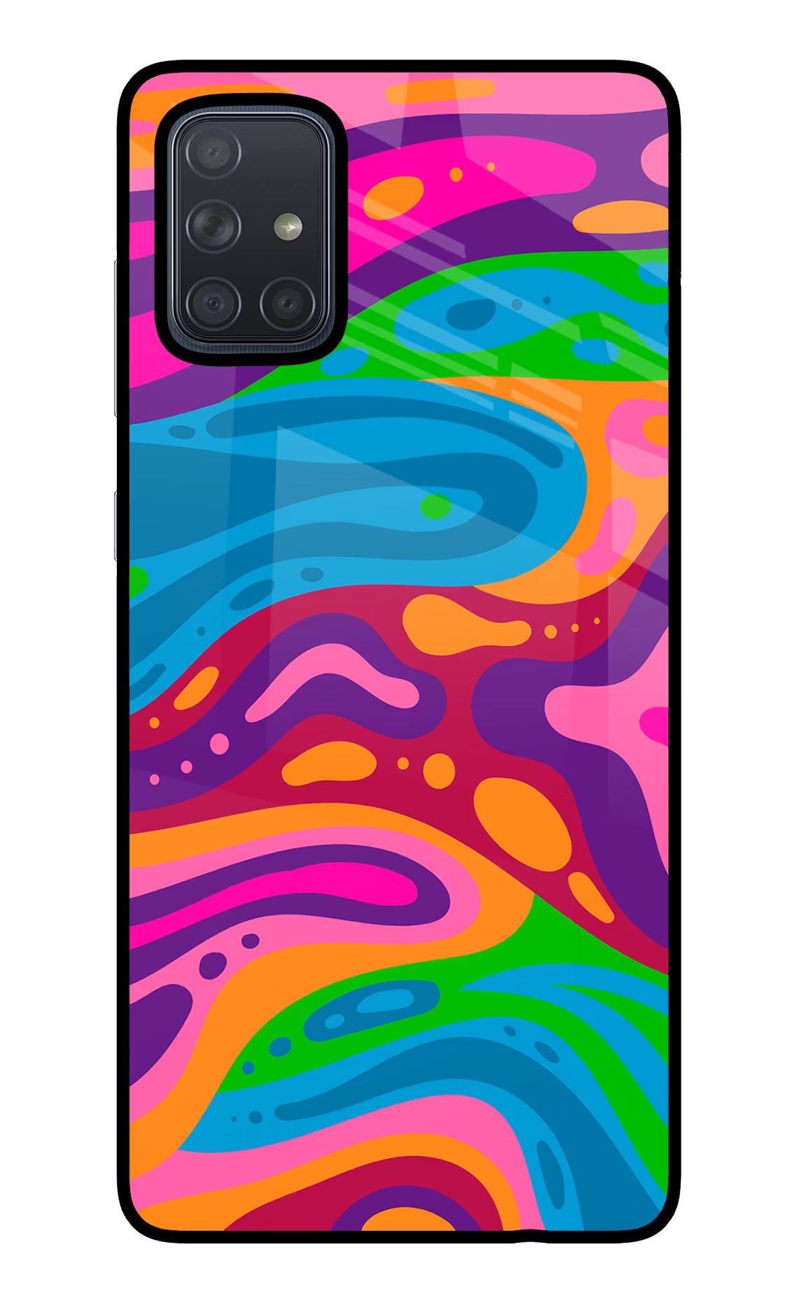 Trippy Pattern Samsung A71 Glass Case Back Cover by Casekaro