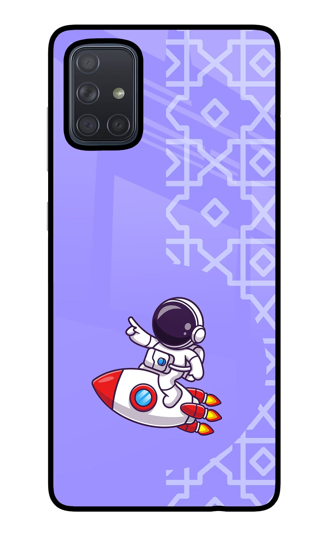 Cute Astronaut Samsung A71 Glass Case Back Cover by Casekaro