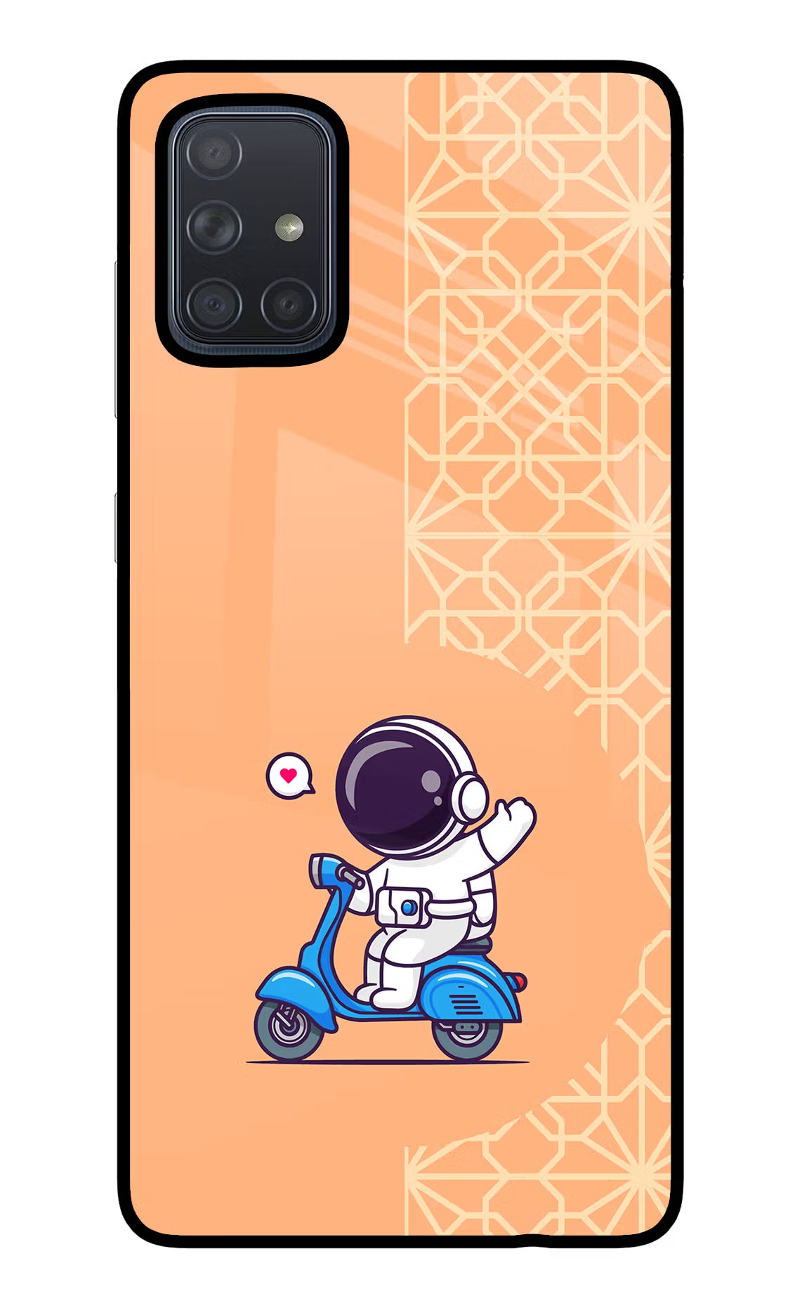 Cute Astronaut Riding Samsung A71 Glass Case Back Cover by Casekaro