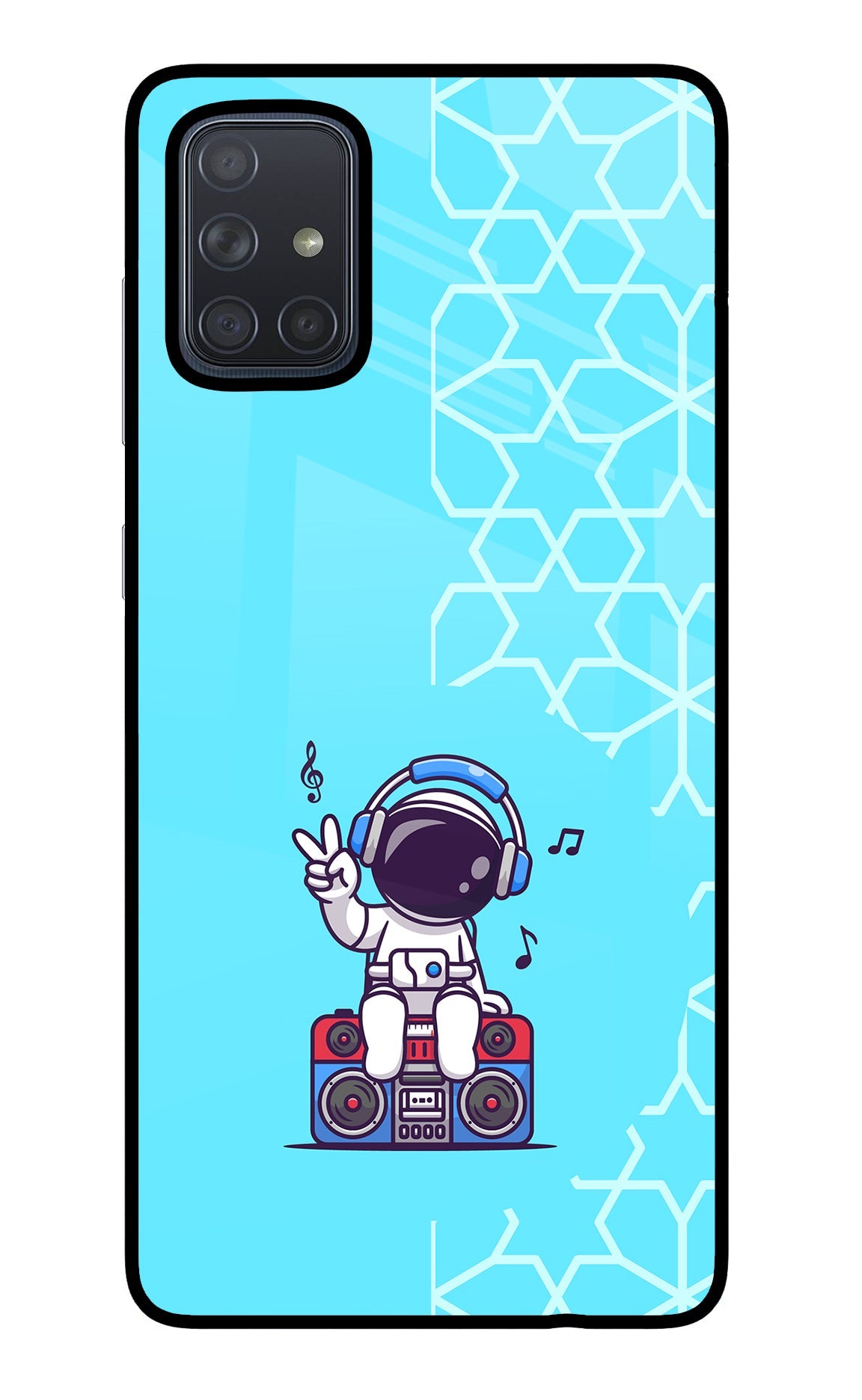 Cute Astronaut Chilling Samsung A71 Glass Case