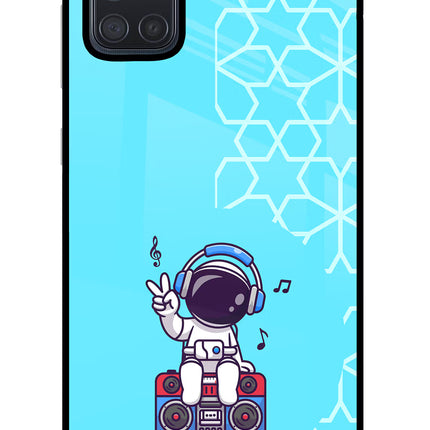 Cute Astronaut Chilling Samsung A71 Glass Case