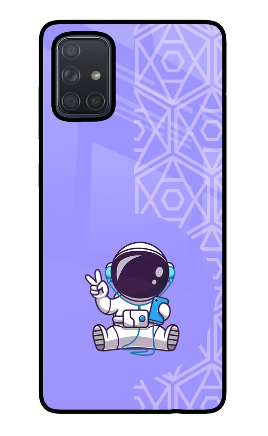 Cute Astronaut Chilling Samsung A71 Glass Case