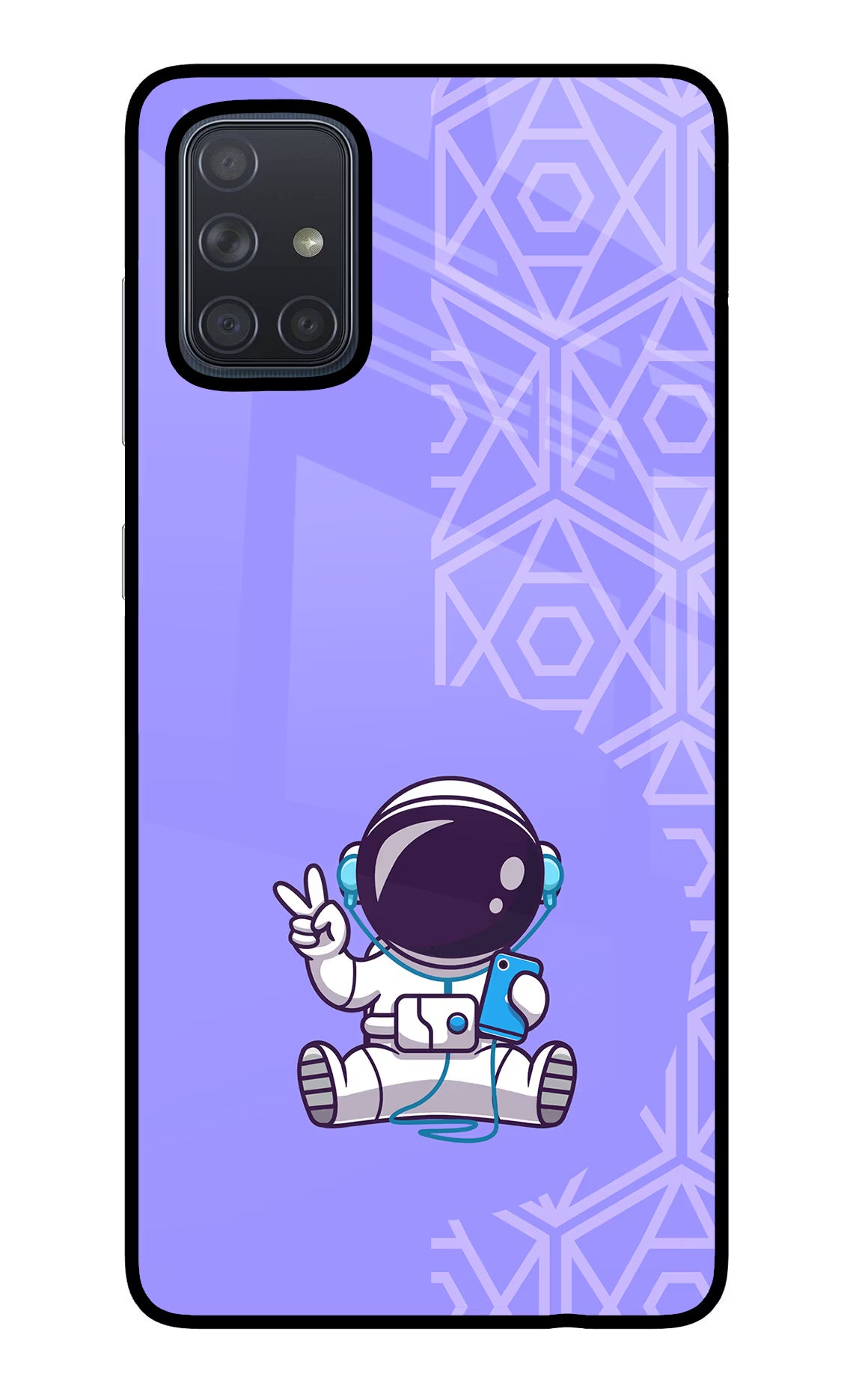 Cute Astronaut Chilling Samsung A71 Glass Case Back Cover by Casekaro