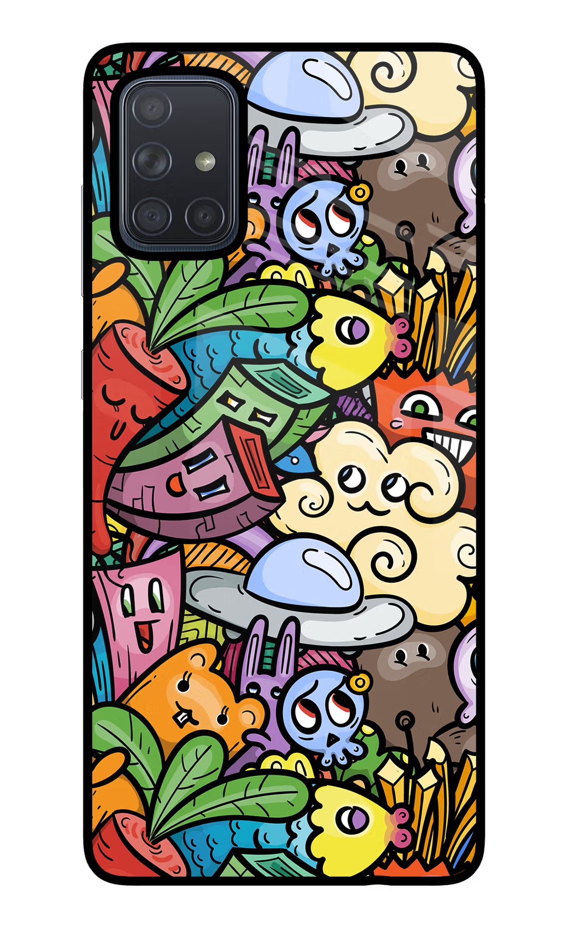 Veggie Doodle Samsung A71 Glass Case Back Cover by Casekaro