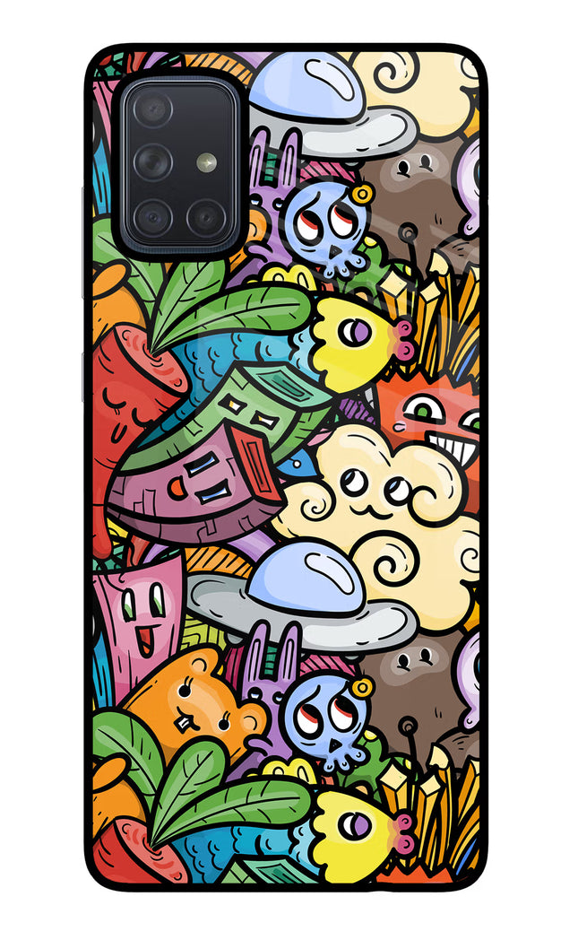 Veggie Doodle Samsung A71 Glass Case Back Cover by Casekaro