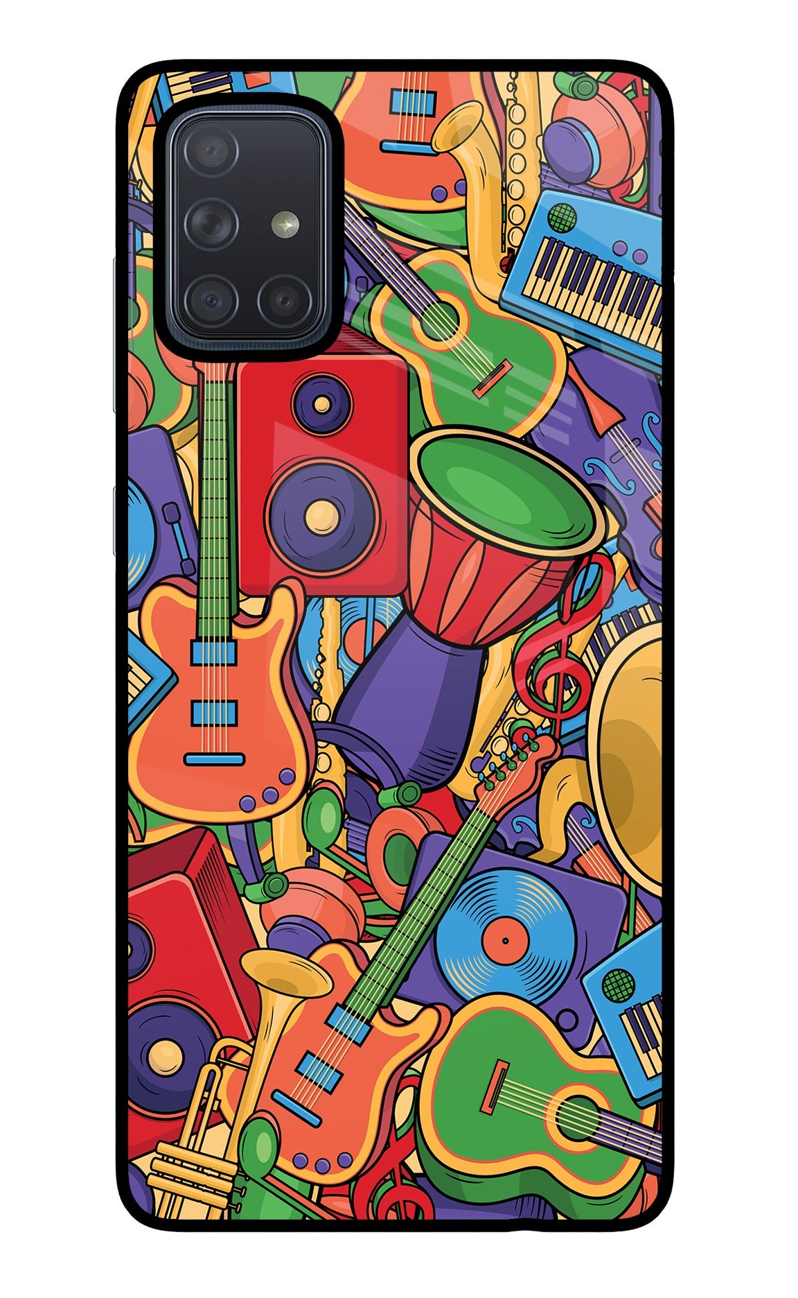 Music Instrument Doodle Samsung A71 Glass Case