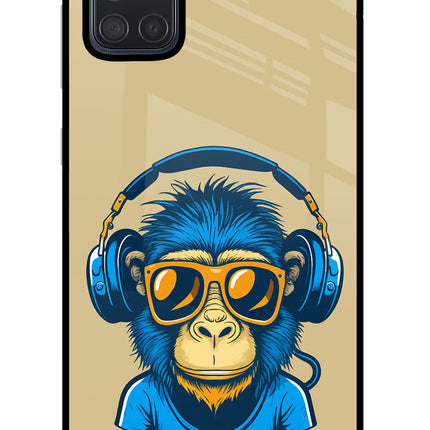 Monkey Headphone Samsung A71 Glass Case