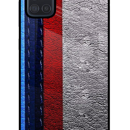 BMW Stripes Samsung A71 Glass Case Back Cover by Casekaro