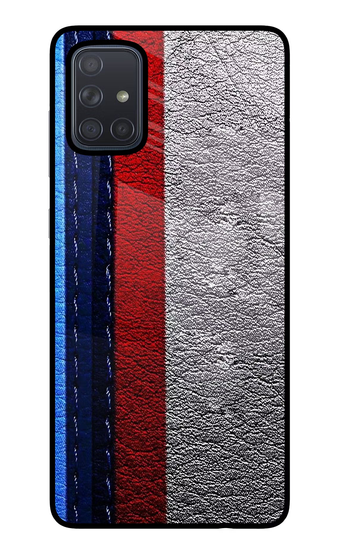 BMW Stripes Samsung A71 Glass Case Back Cover by Casekaro