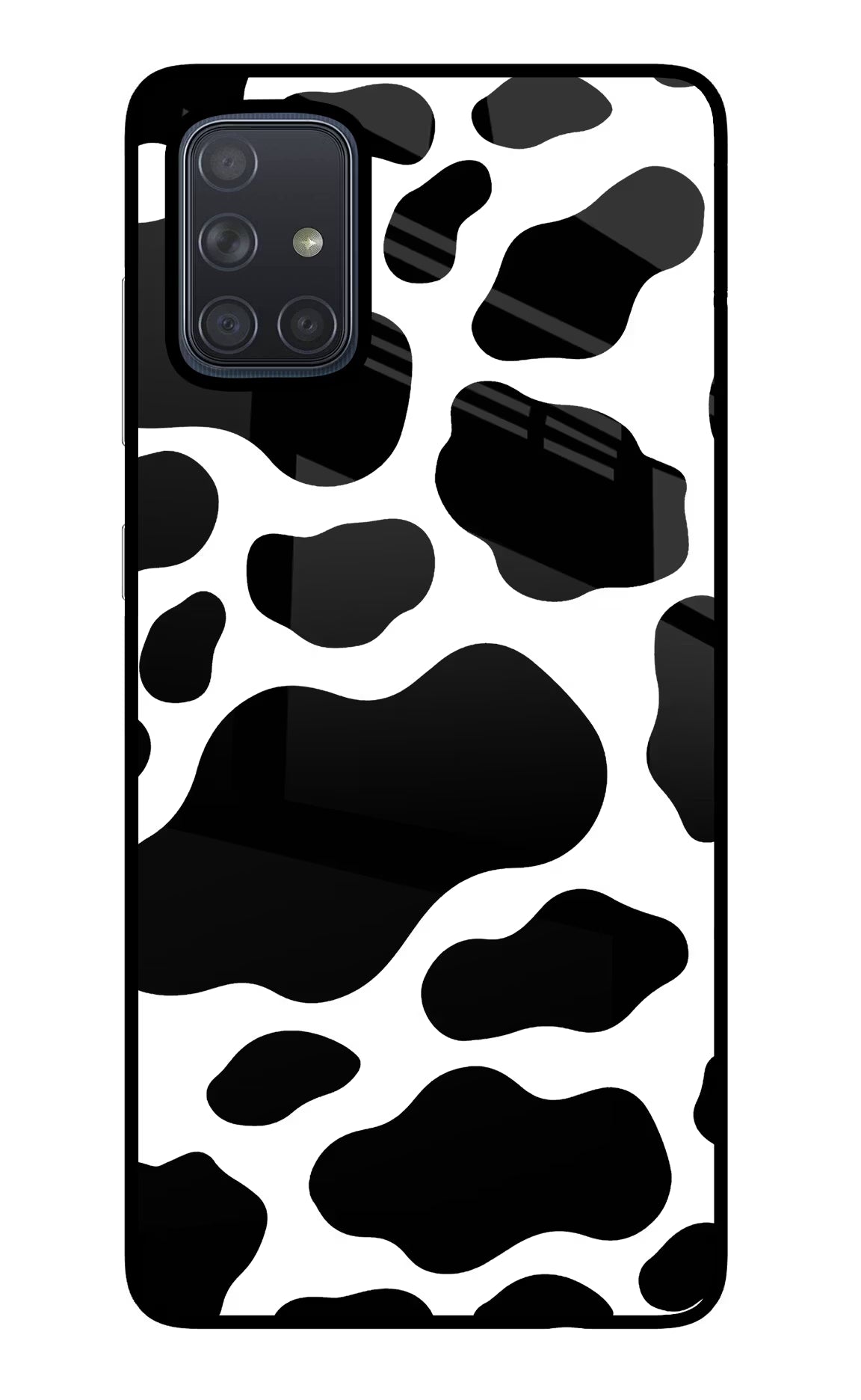 Cow Spots Samsung A71 Glass Case Back Cover by Casekaro
