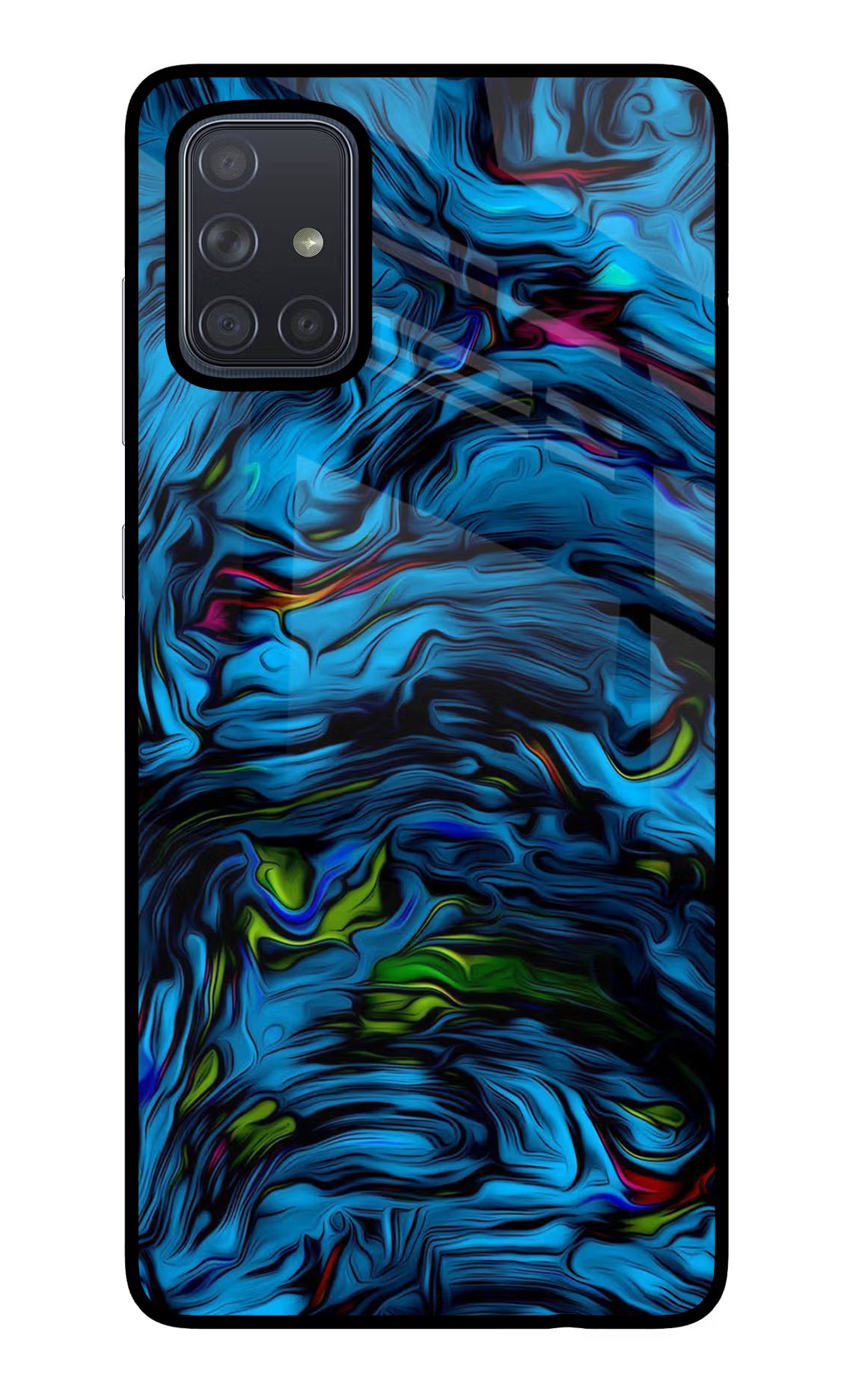 Dark Blue Abstract Samsung A71 Glass Case Back Cover by Casekaro