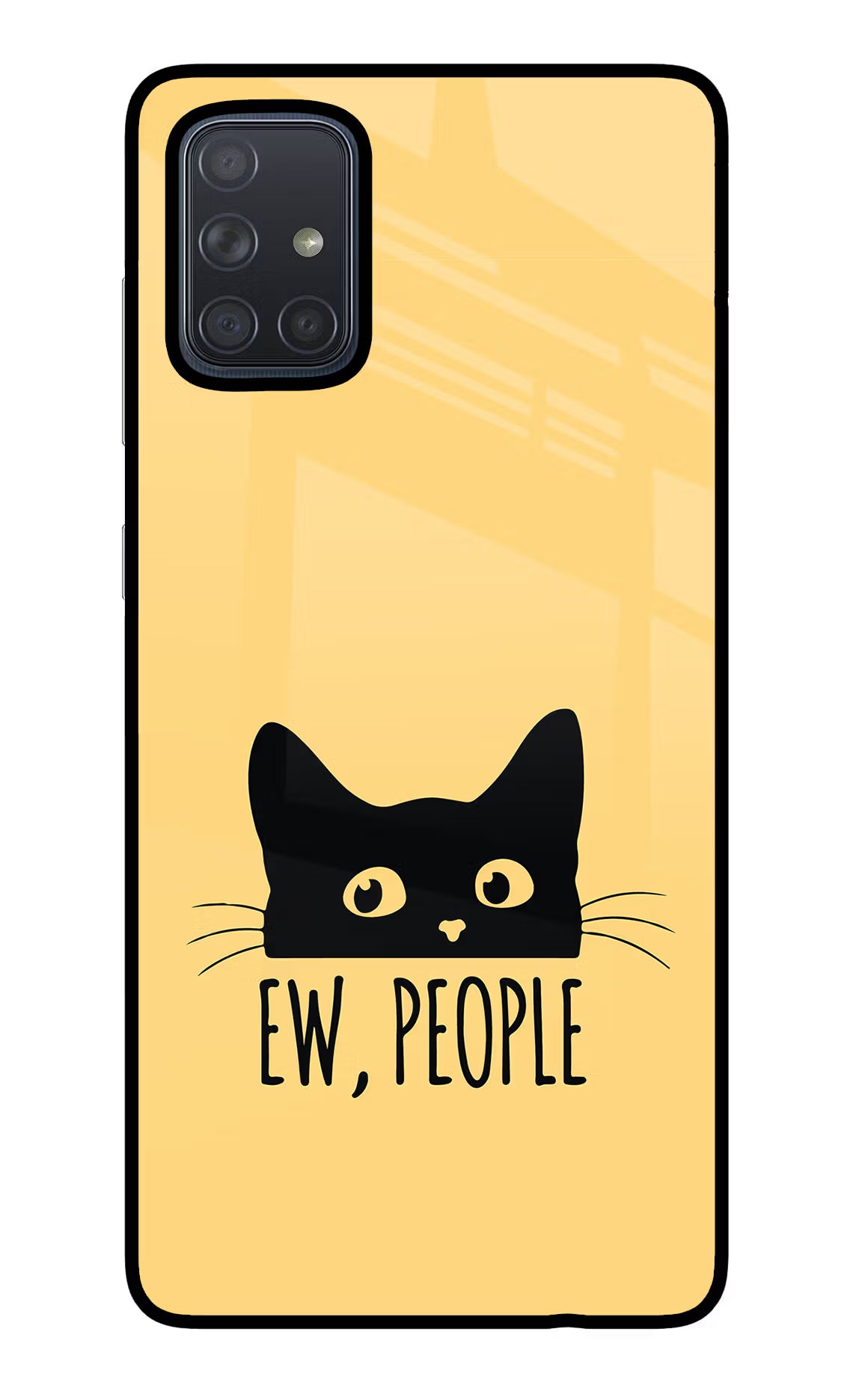Ew People Catitude Samsung A71 Glass Case Back Cover by Casekaro