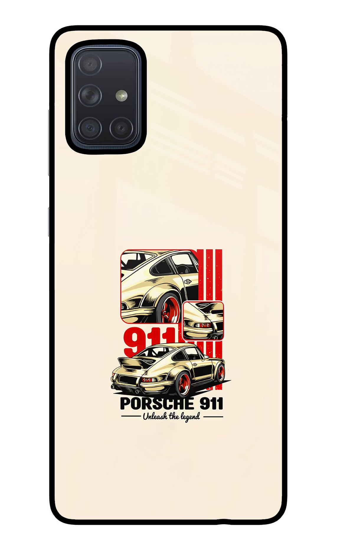 Classic Porsche 911 Samsung A71 Glass Case Back Cover by Casekaro
