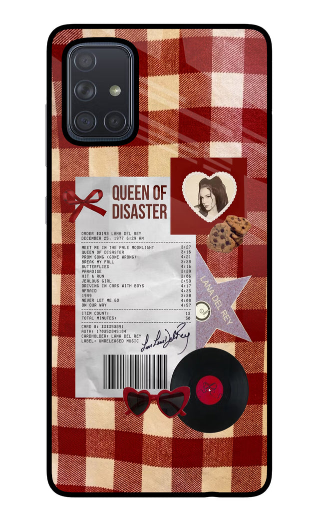 Queen of Disaster Samsung A71 Glass Case Back Cover by Casekaro