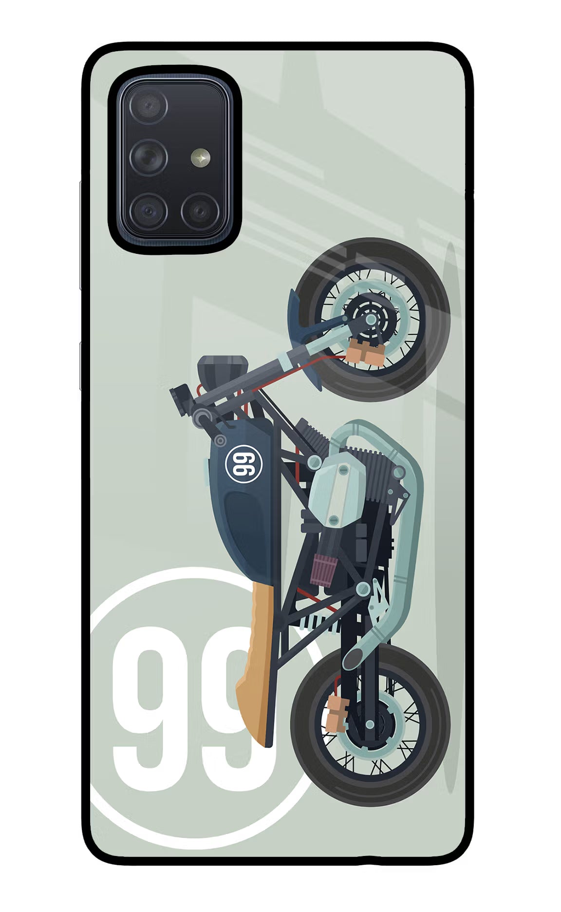 Classic Cafe Racer 99 Samsung A71 Glass Case Back Cover by Casekaro