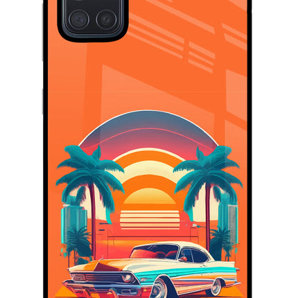 Palm Drive 80s Samsung A71 Glass Case Back Cover by Casekaro