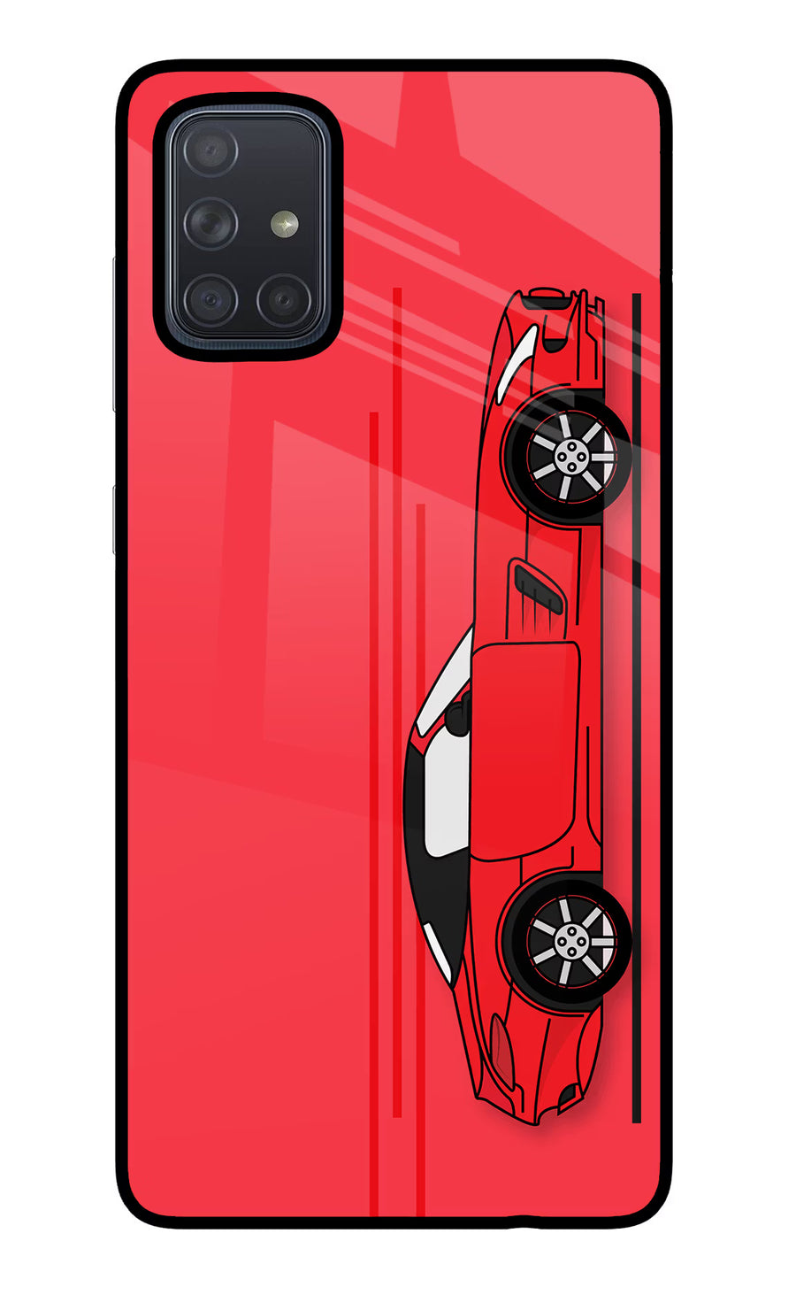 Red Velocity Samsung A71 Back Cover, Glass case