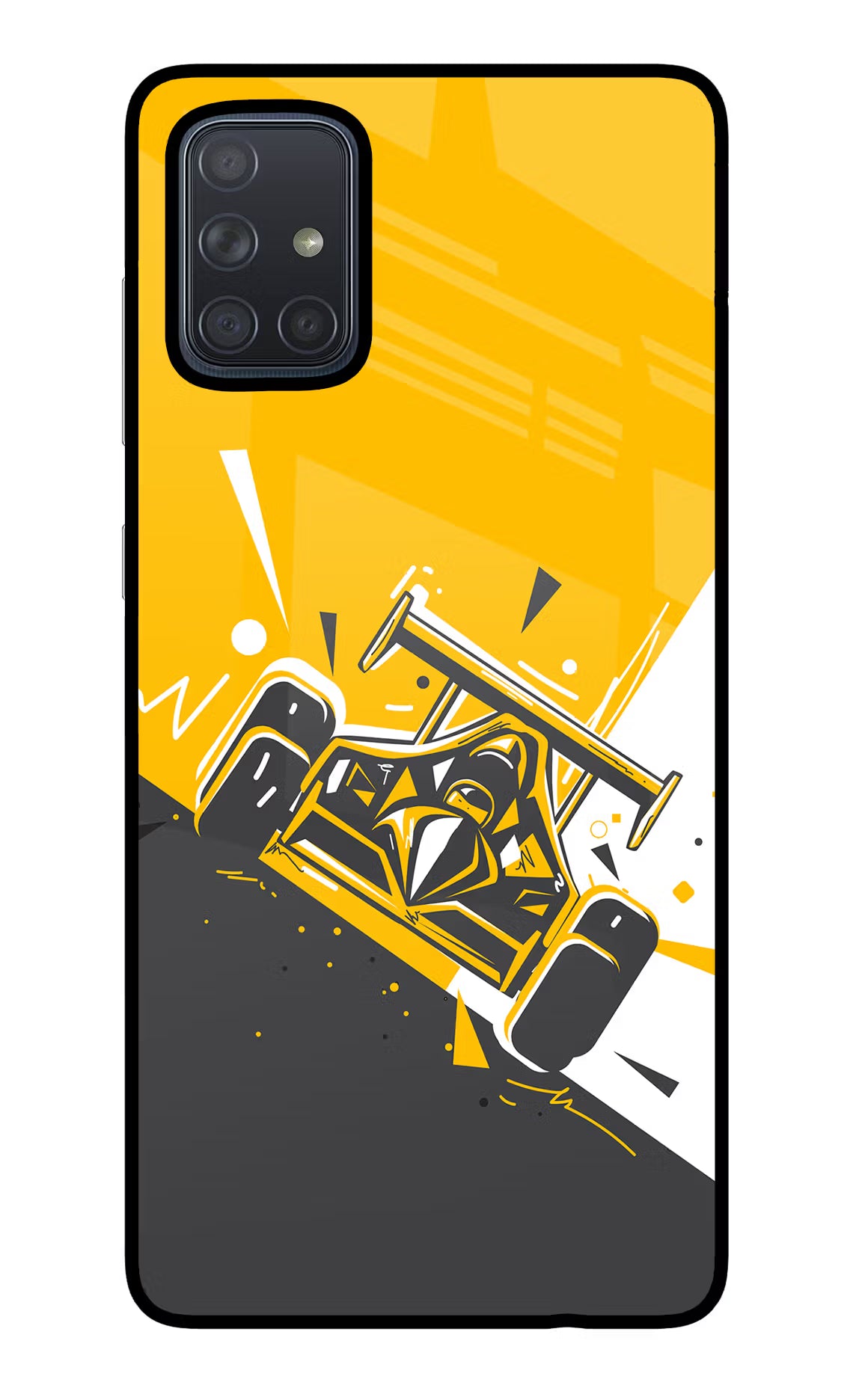 Track King Samsung A71 Glass Case Back Cover by Casekaro