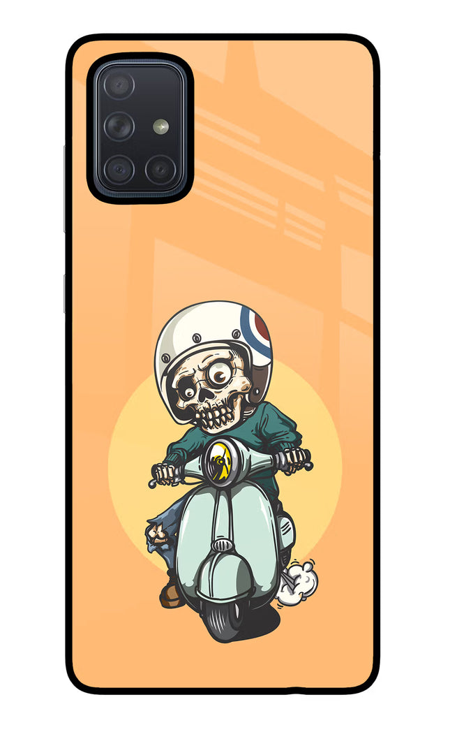 Undead Biker Samsung A71 Glass Case Back Cover by Casekaro