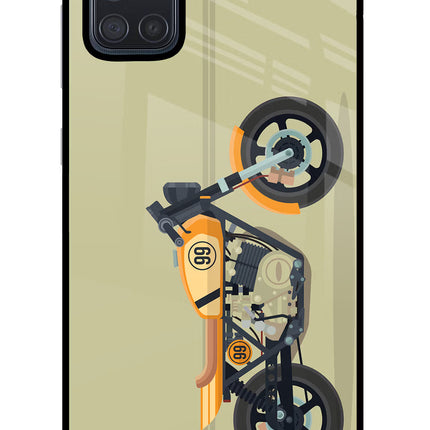 Vertical Speedster Samsung A71 Glass Case Back Cover by Casekaro