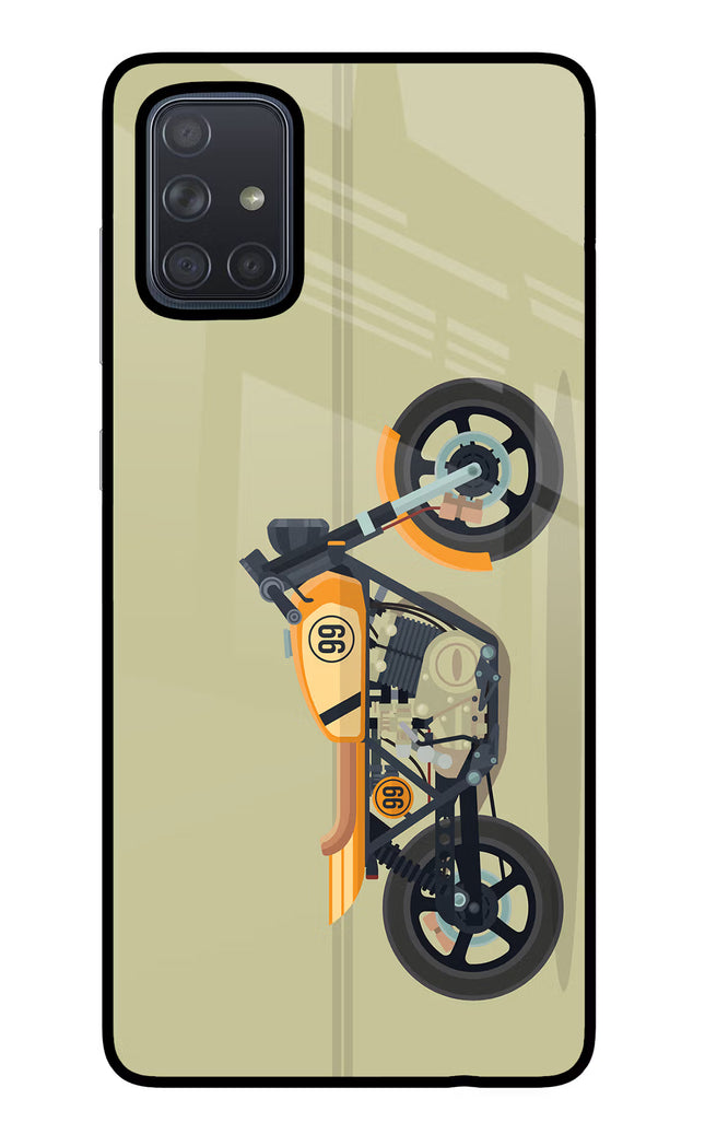 Vertical Speedster Samsung A71 Glass Case Back Cover by Casekaro