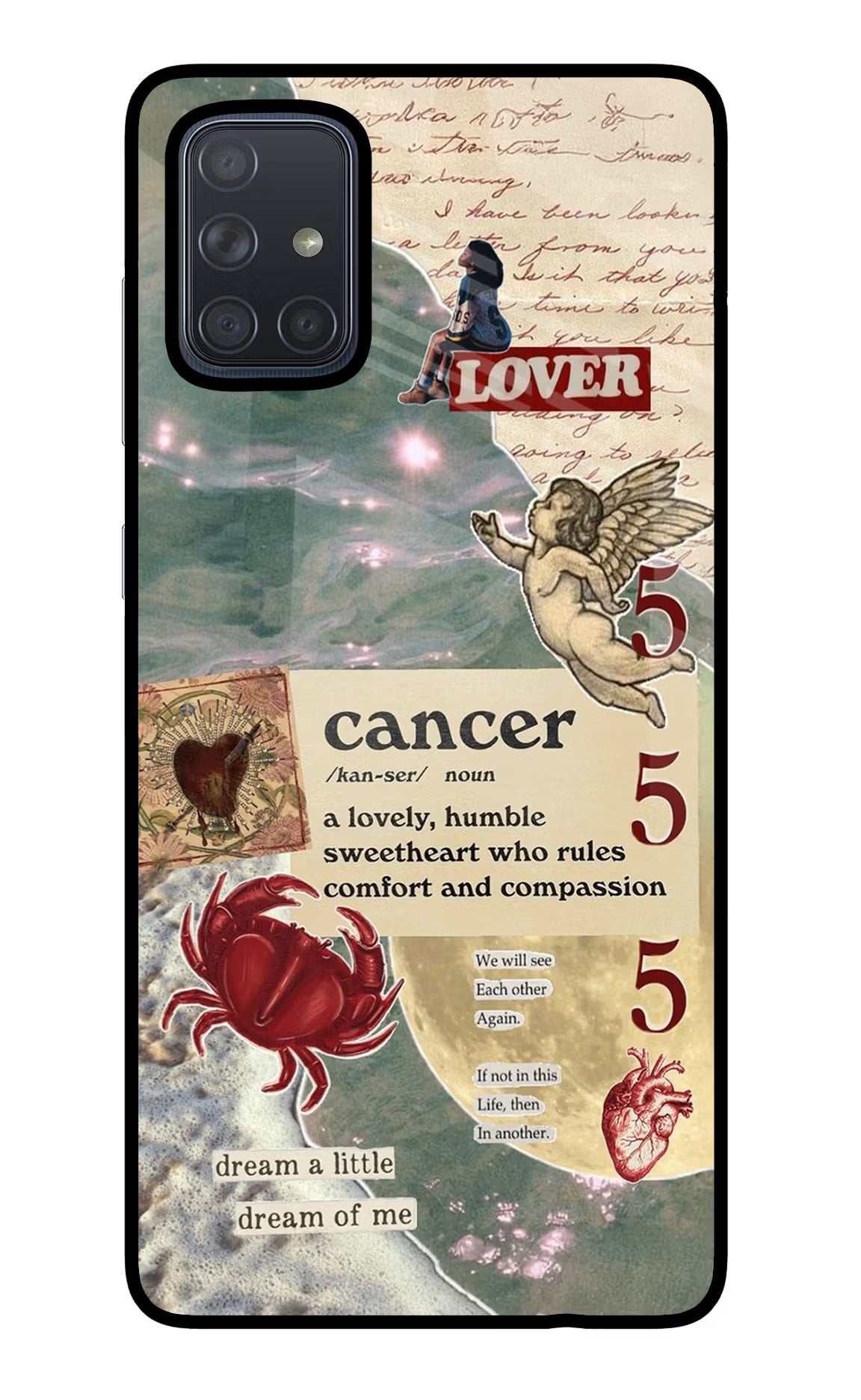 Cancer Zodiac Samsung A71 Glass Case Back Cover by Casekaro