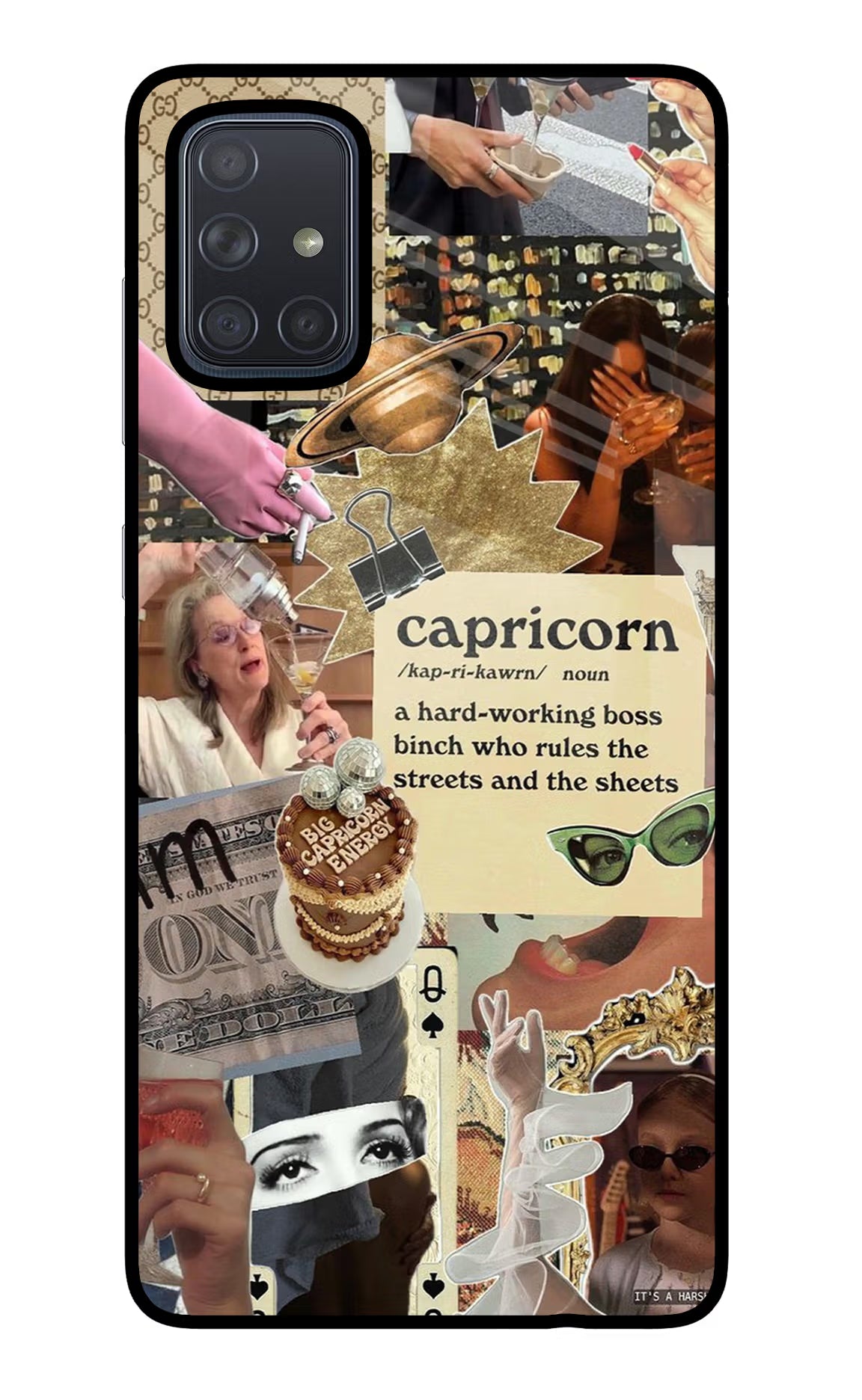 Capricorn Zodiac Samsung A71 Glass Case Back Cover by Casekaro