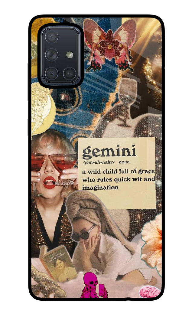 Gemini Zodiac Samsung A71 Glass Case Back Cover by Casekaro