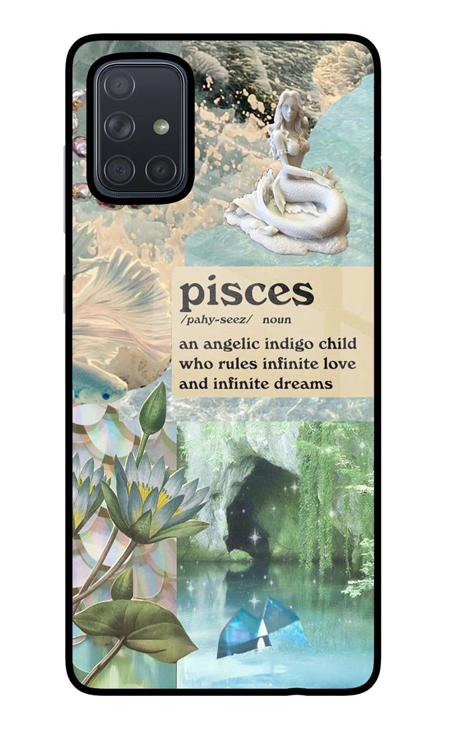 Pisces Zodiac Samsung A71 Glass Case Back Cover by Casekaro