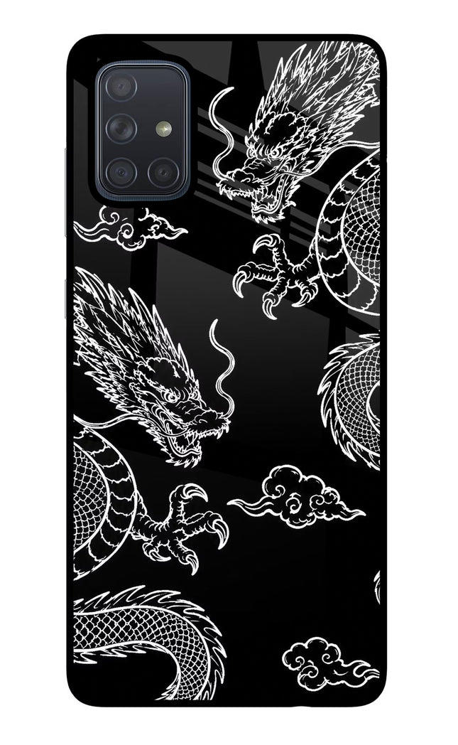 Twin Dragons Samsung A71 Glass Case Back Cover by Casekaro