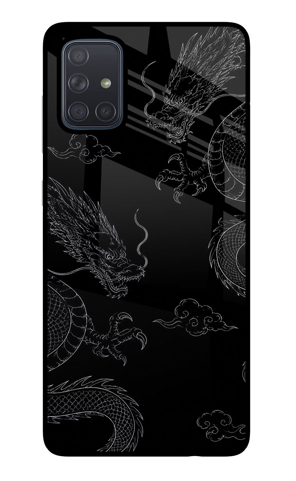Twin Dragons Samsung A71 Glass Case Back Cover by Casekaro