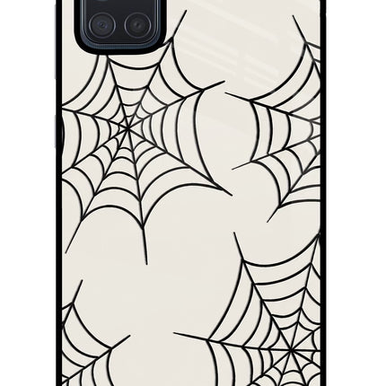 Spider Web Samsung A71 Glass Case Back Cover by Casekaro
