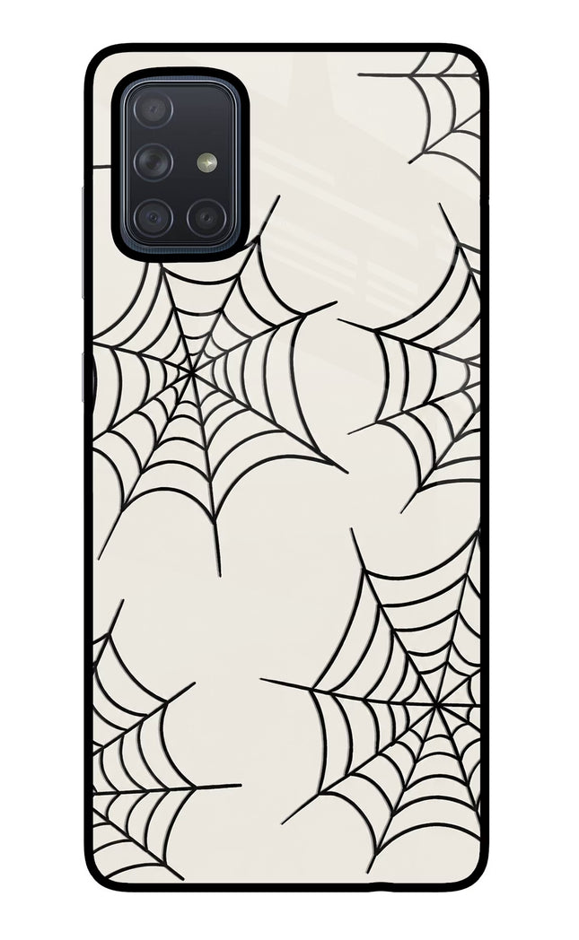 Spider Web Samsung A71 Glass Case Back Cover by Casekaro