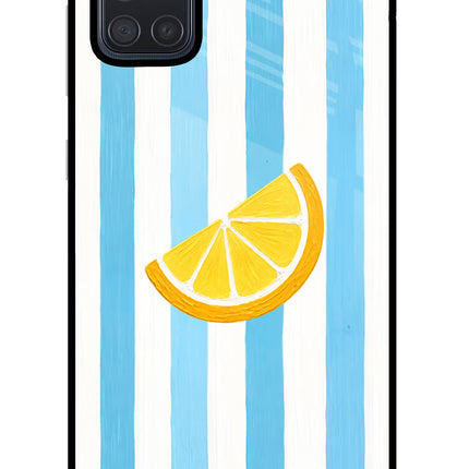 Summer Lemon Samsung A71 Glass Case Back Cover by Casekaro