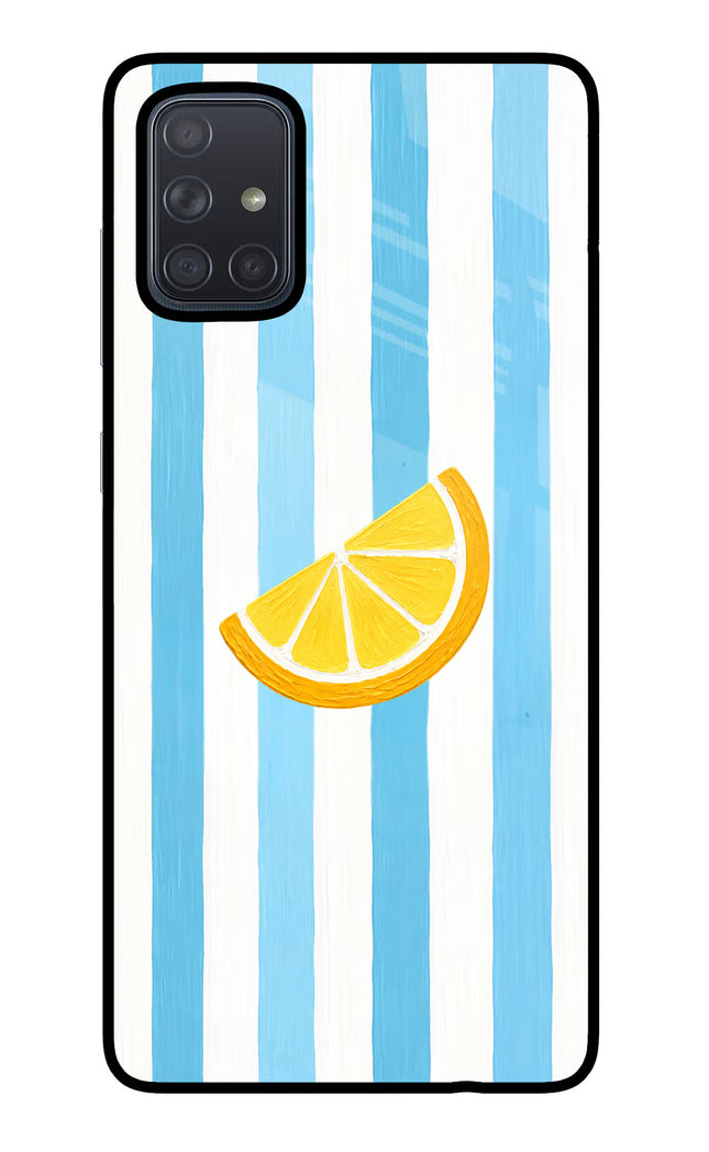 Summer Lemon Samsung A71 Glass Case Back Cover by Casekaro