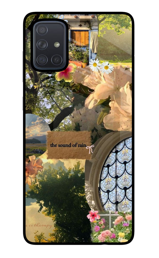 Rain Samsung A71 Glass Case Back Cover by Casekaro