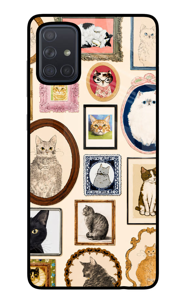 Mirror Cats Samsung A71 Glass Case Back Cover by Casekaro