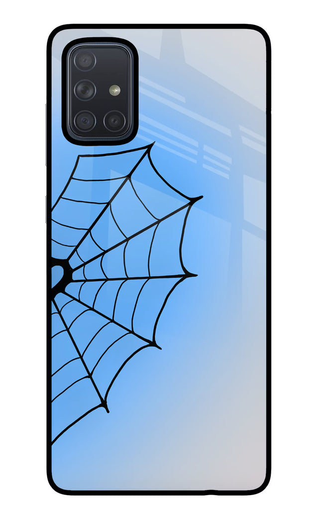 Blue Web Samsung A71 Glass Case Back Cover by Casekaro